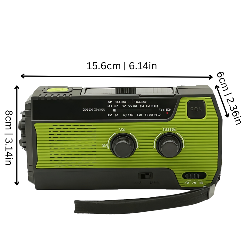 Am Fm Portable Emergency Radio with Hand Crank Solar Panel and LED Flashlight