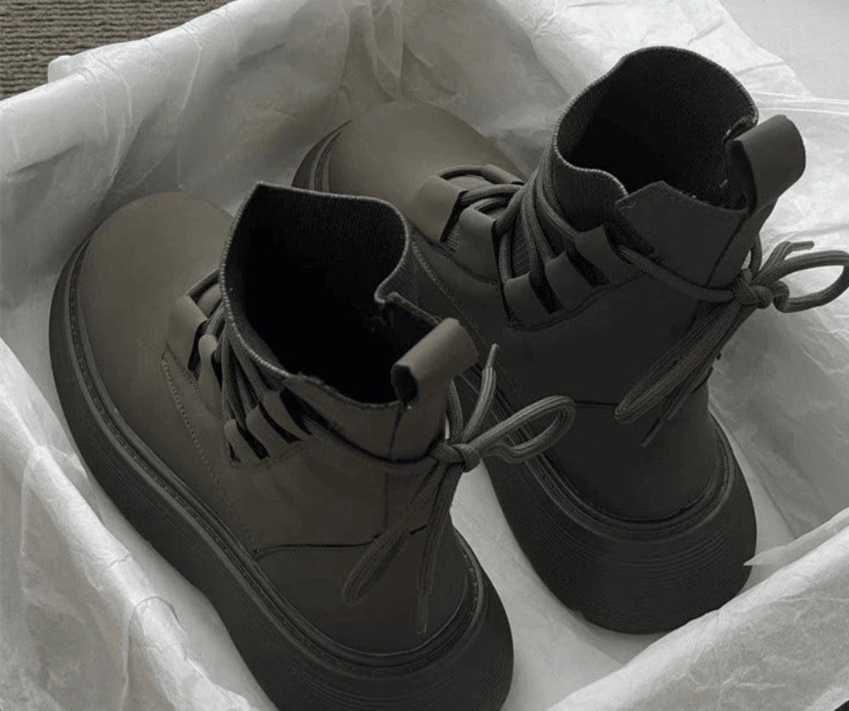 Jessica | Women's Platform Combat Boots Lace Up Buckles