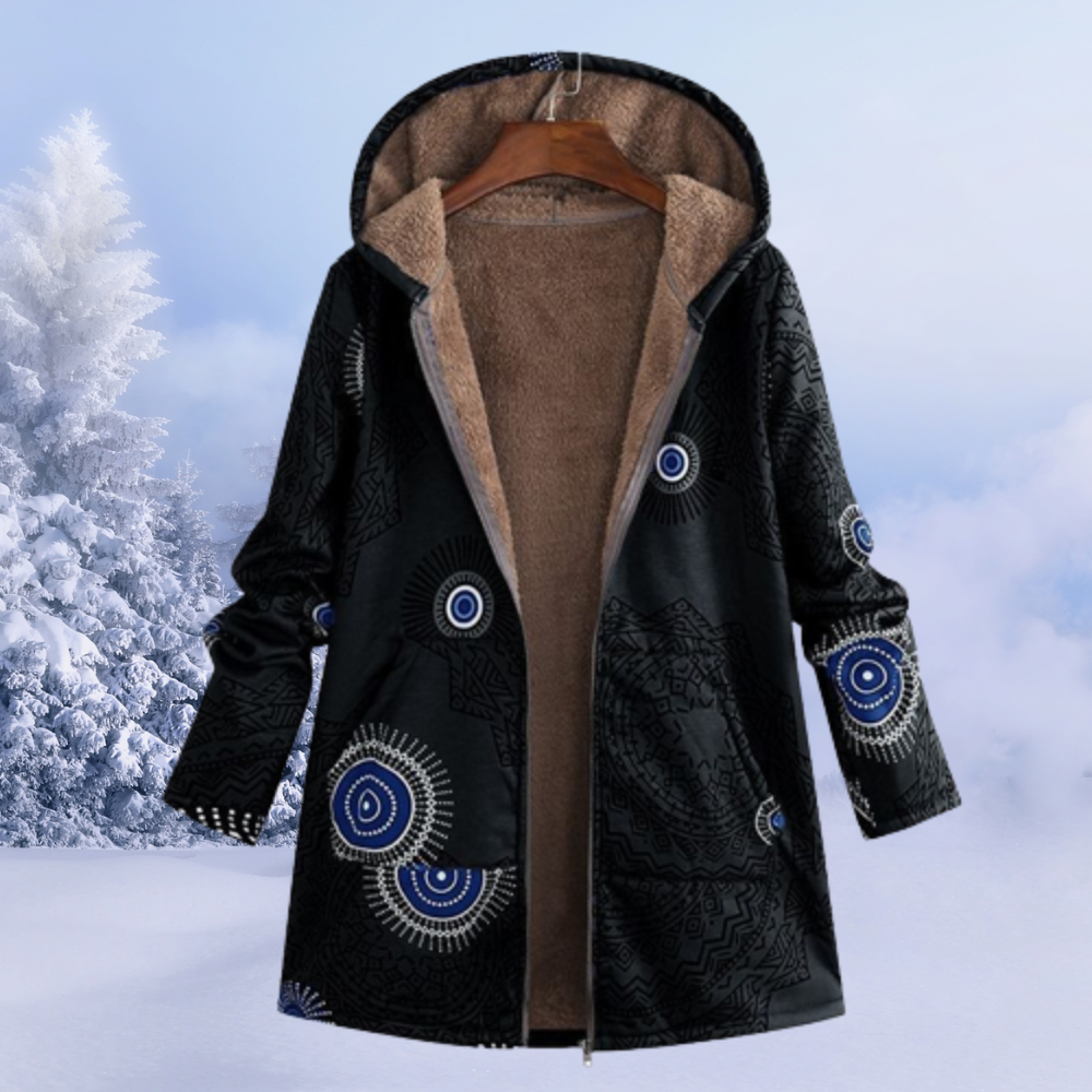 Josie | Women's Printed Long Winter Sherpa Jacket Hooded