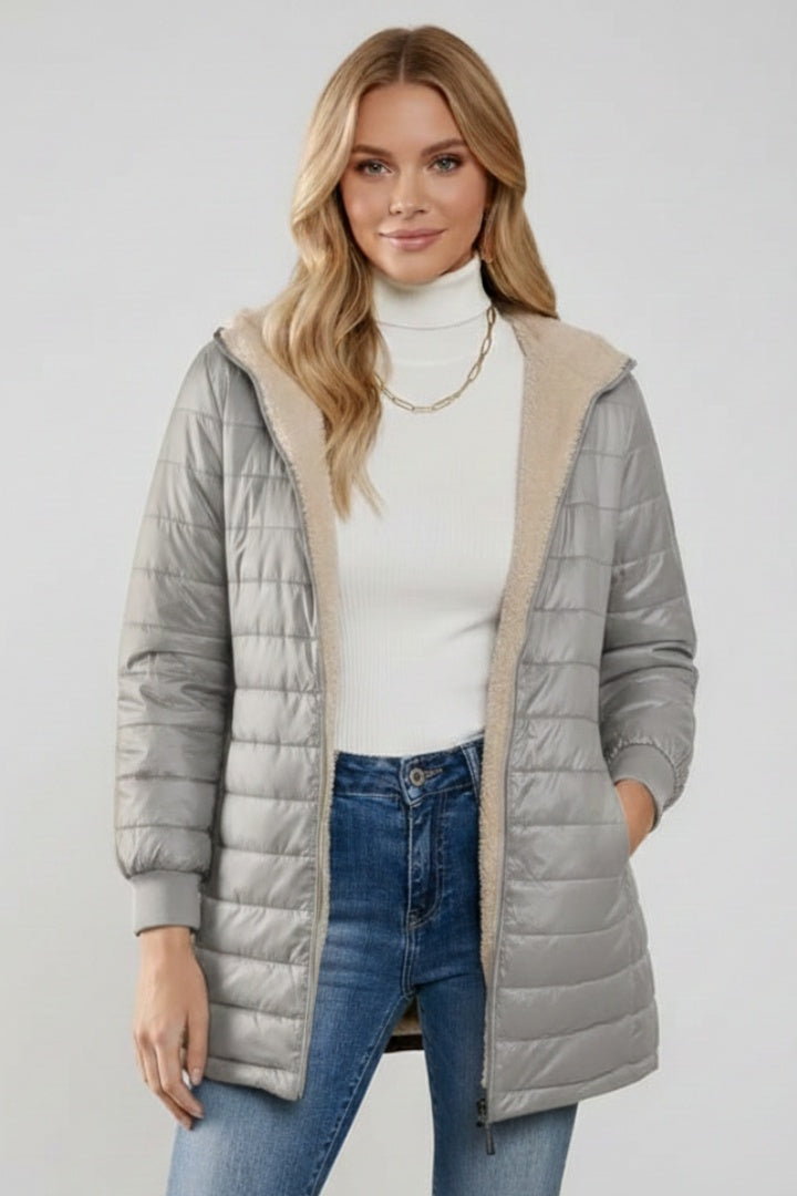 Molly | Women's Long Winter Puffer Coat Hooded Sherpa Lined
