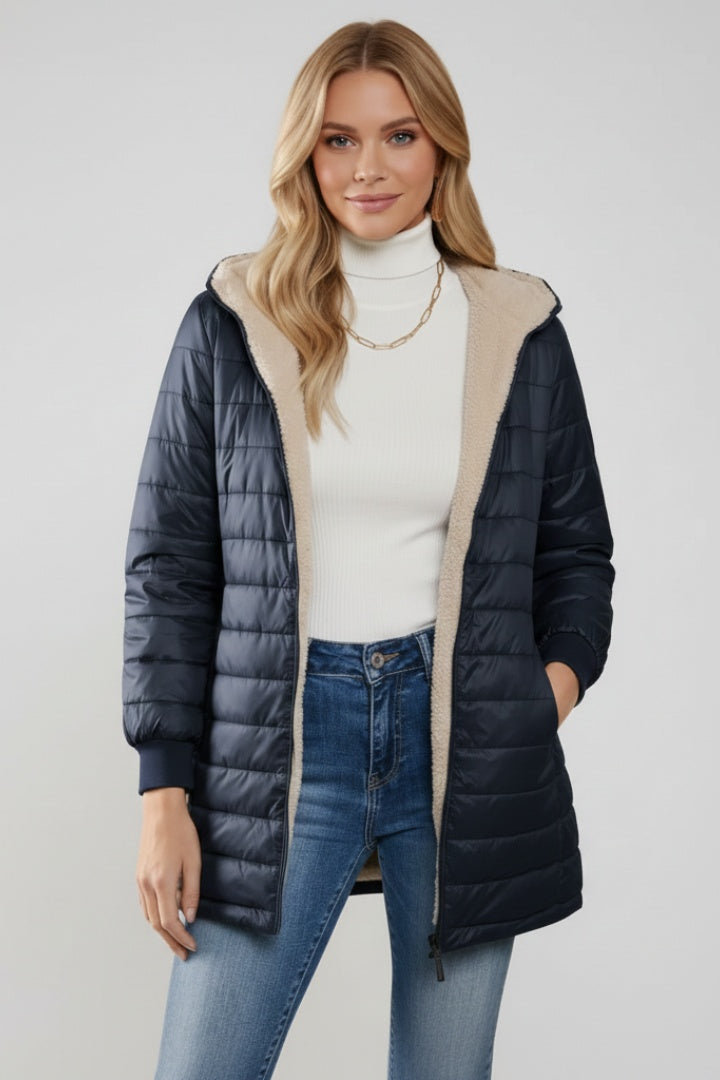 Molly | Women's Long Winter Puffer Coat Hooded Sherpa Lined