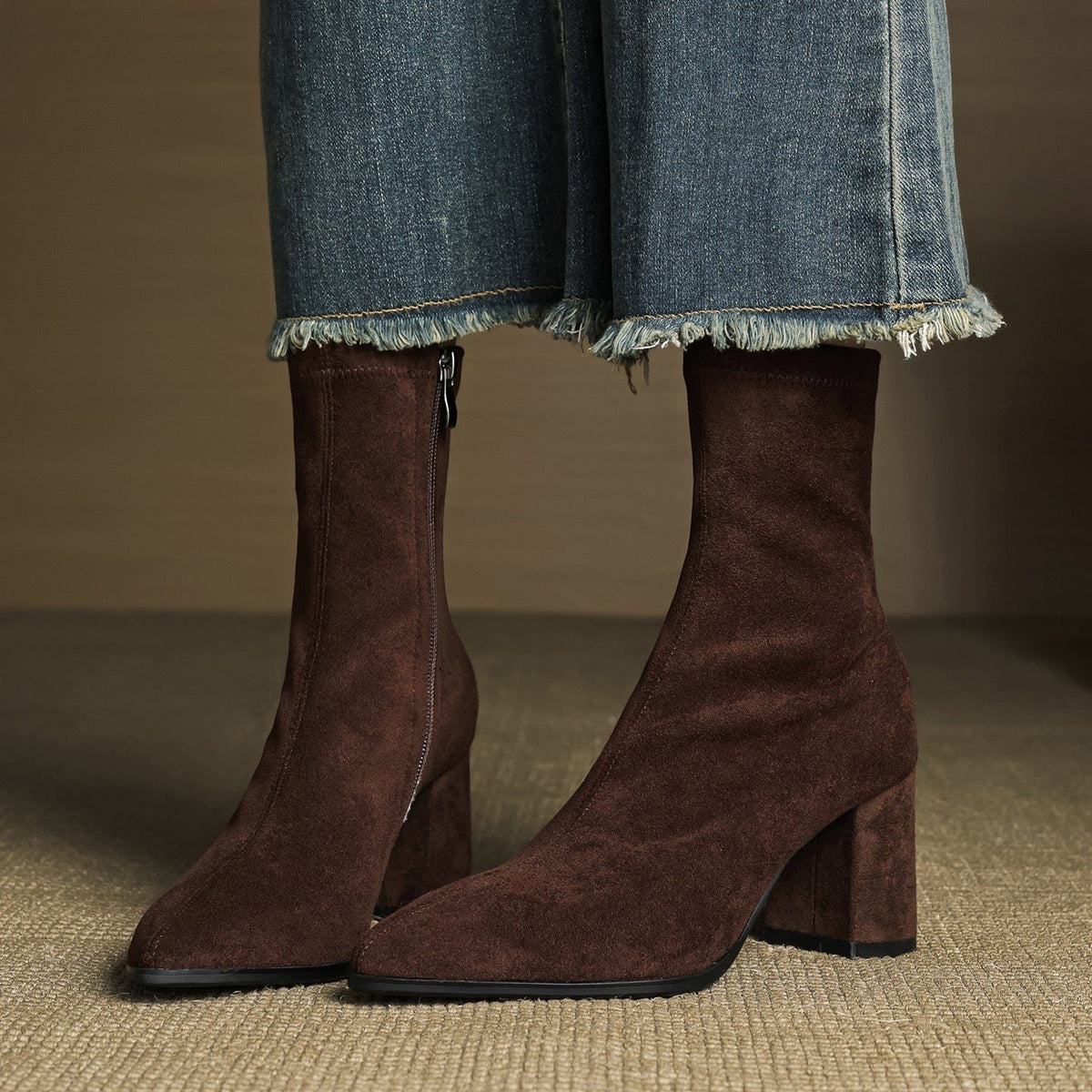 Amara | Women's Suede Ankle Boots with Block Heel