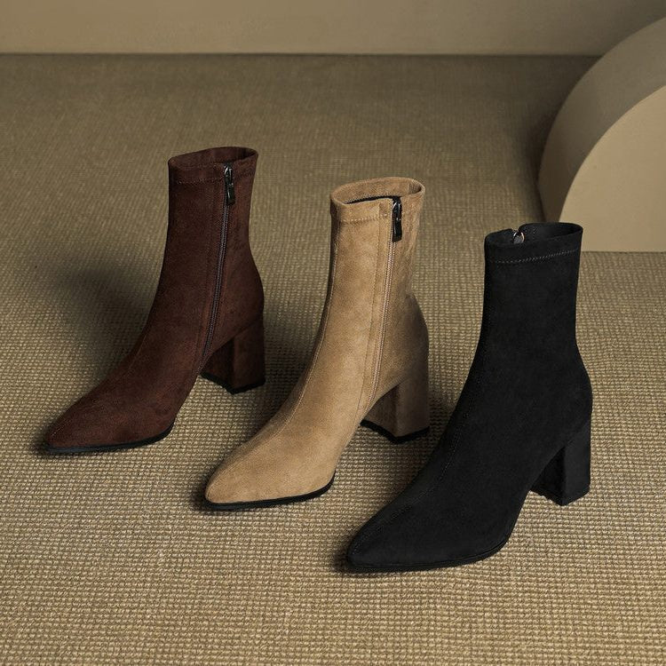 Amara | Women's Suede Ankle Boots with Block Heel