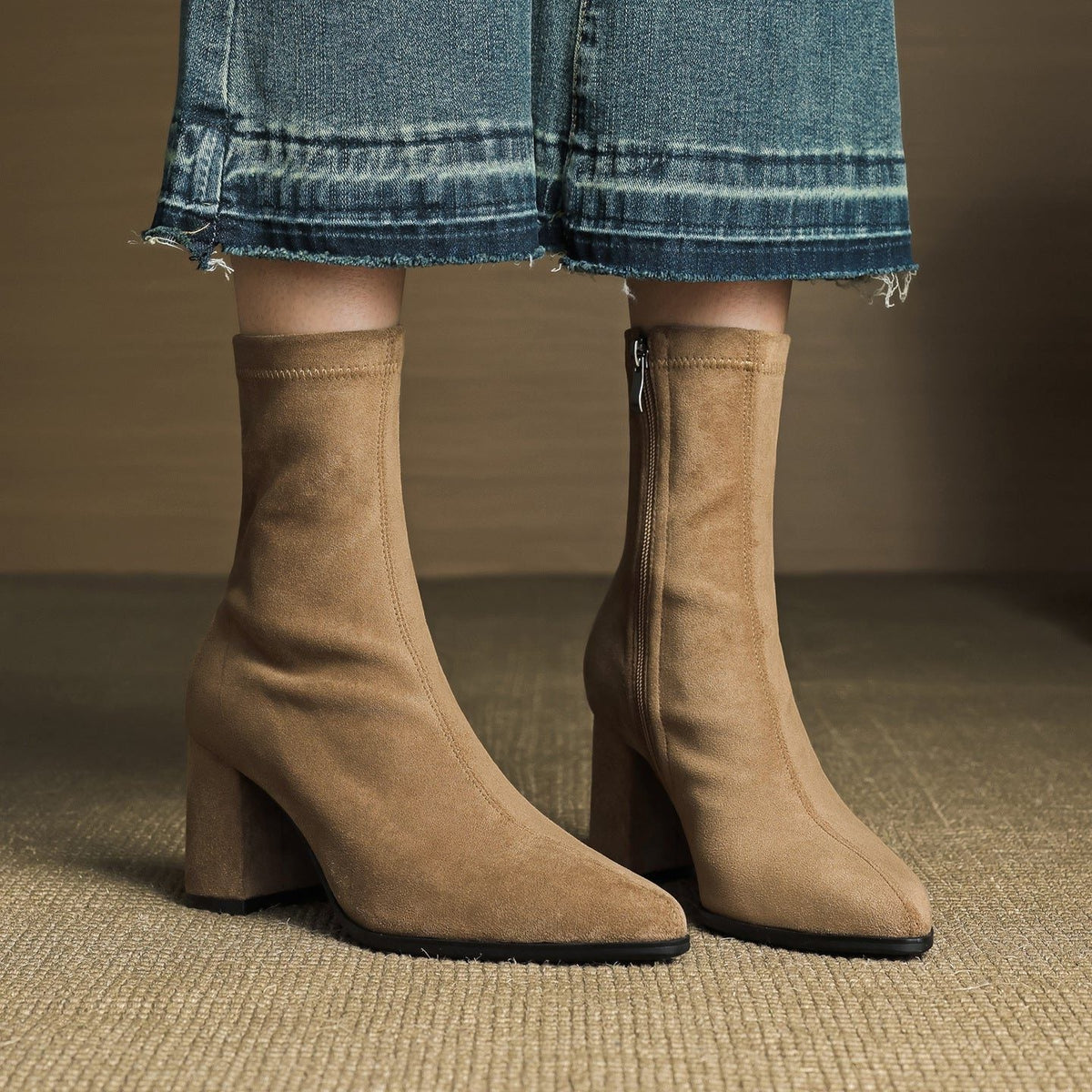Amara | Women's Suede Ankle Boots with Block Heel