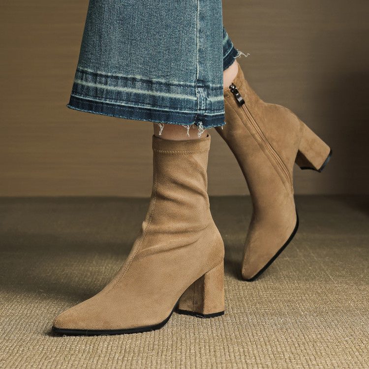 Amara | Women's Suede Ankle Boots with Block Heel