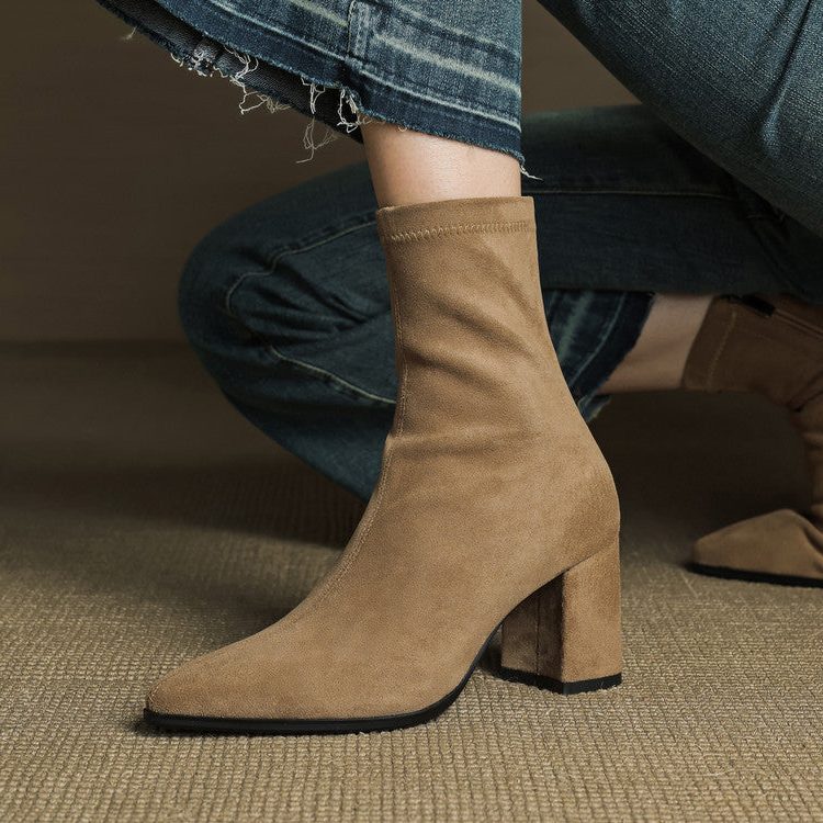 Amara | Women's Suede Ankle Boots with Block Heel