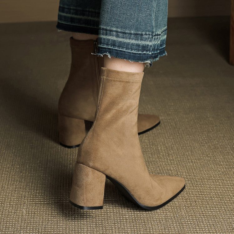 Amara | Women's Suede Ankle Boots with Block Heel