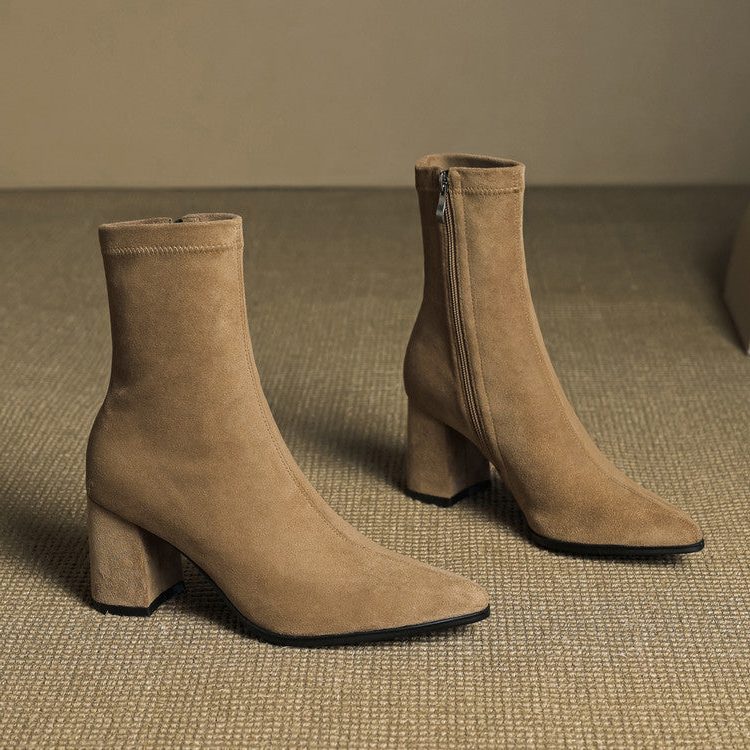 Amara | Women's Suede Ankle Boots with Block Heel