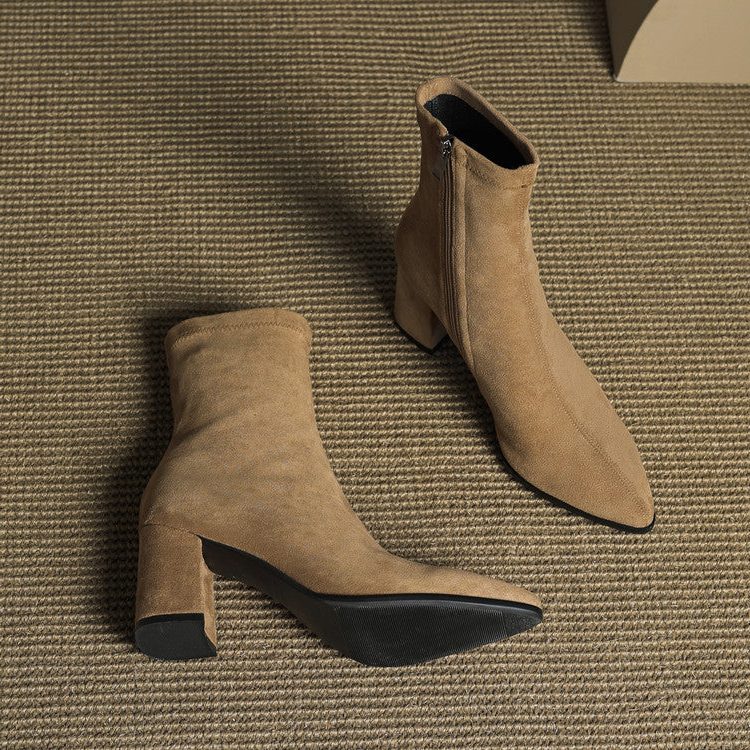 Amara | Women's Suede Ankle Boots with Block Heel