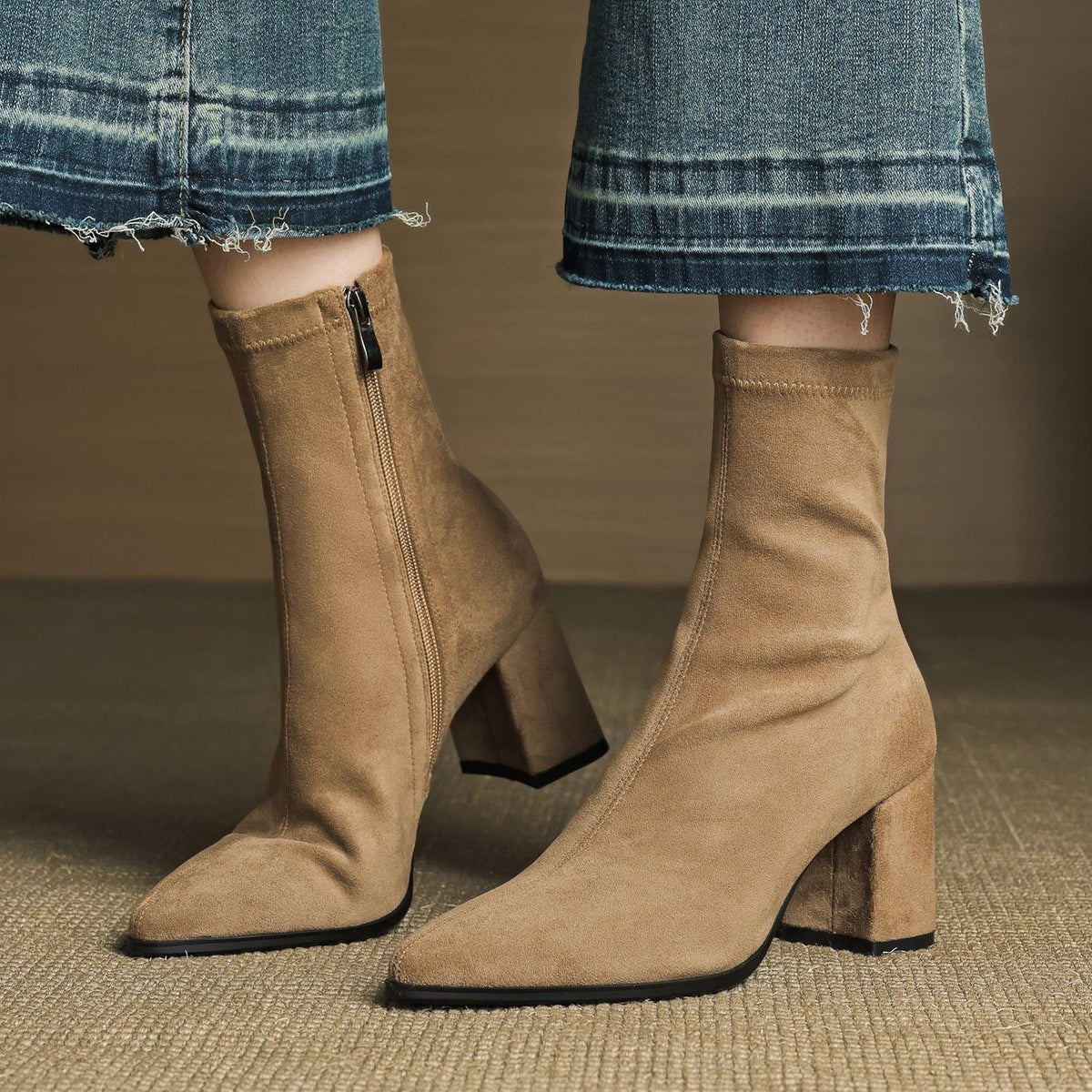 Amara | Women's Suede Ankle Boots with Block Heel