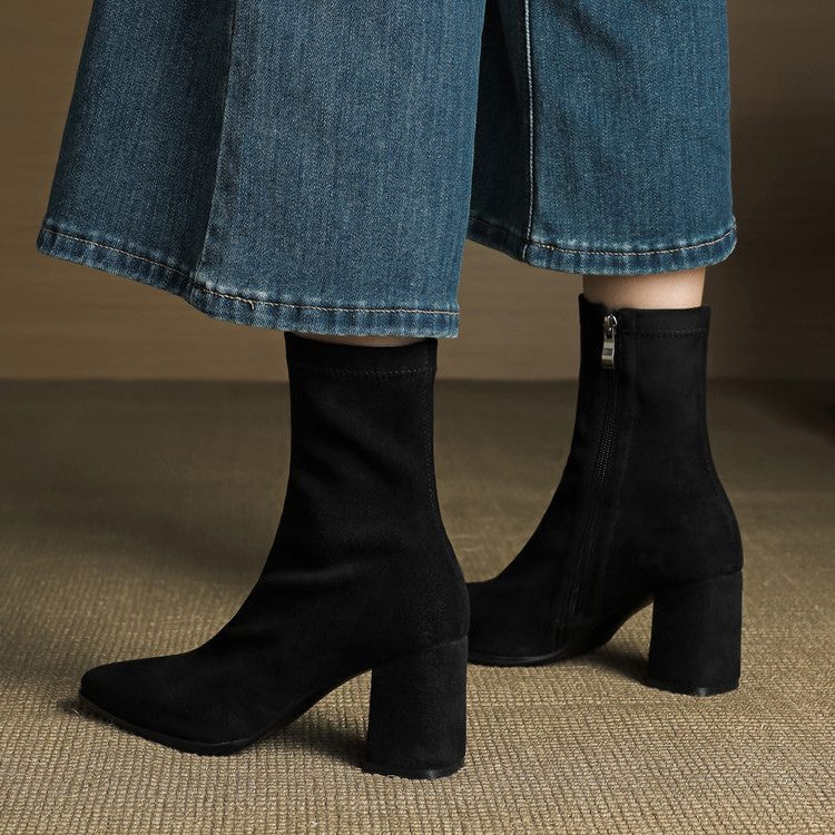 Amara | Women's Suede Ankle Boots with Block Heel
