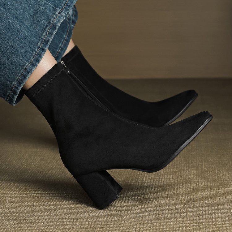 Amara | Women's Suede Ankle Boots with Block Heel