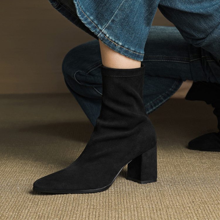 Amara | Women's Suede Ankle Boots with Block Heel