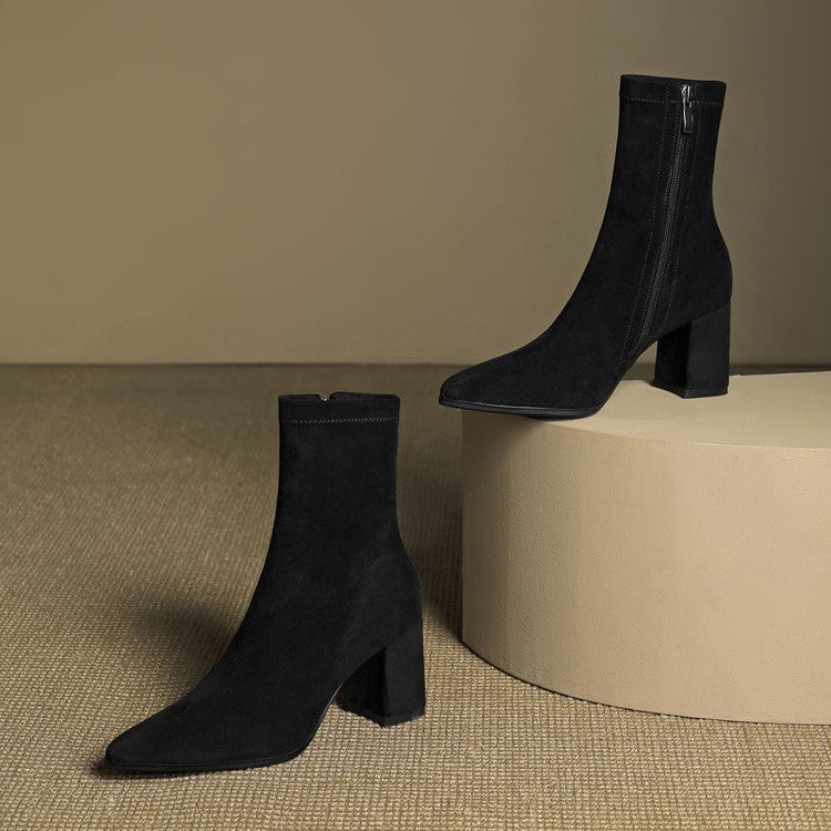 Amara | Women's Suede Ankle Boots with Block Heel