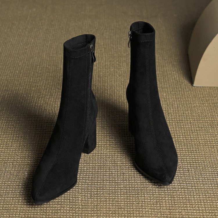 Amara | Women's Suede Ankle Boots with Block Heel