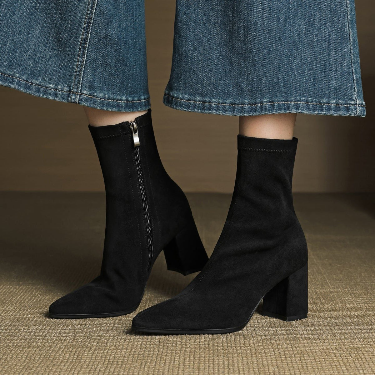 Amara | Women's Suede Ankle Boots with Block Heel