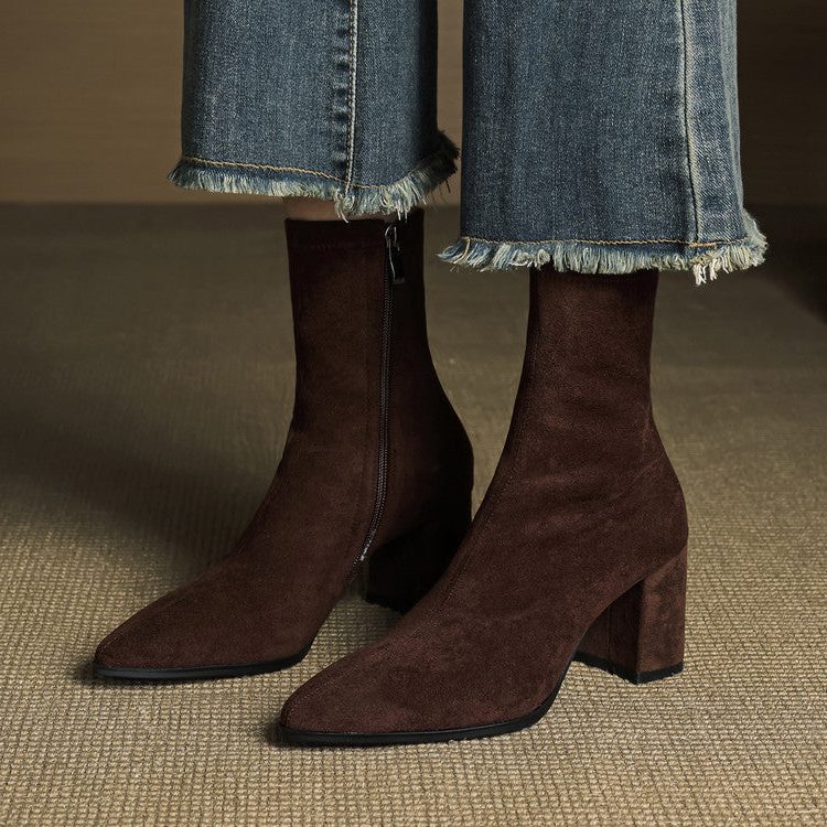 Amara | Women's Suede Ankle Boots with Block Heel