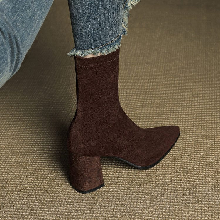 Amara | Women's Suede Ankle Boots with Block Heel