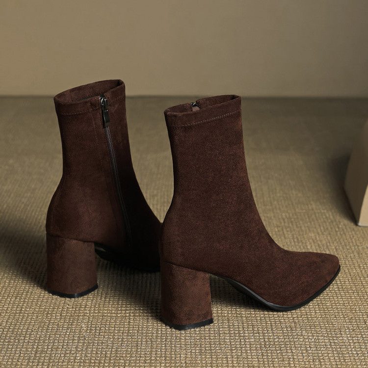 Amara | Women's Suede Ankle Boots with Block Heel