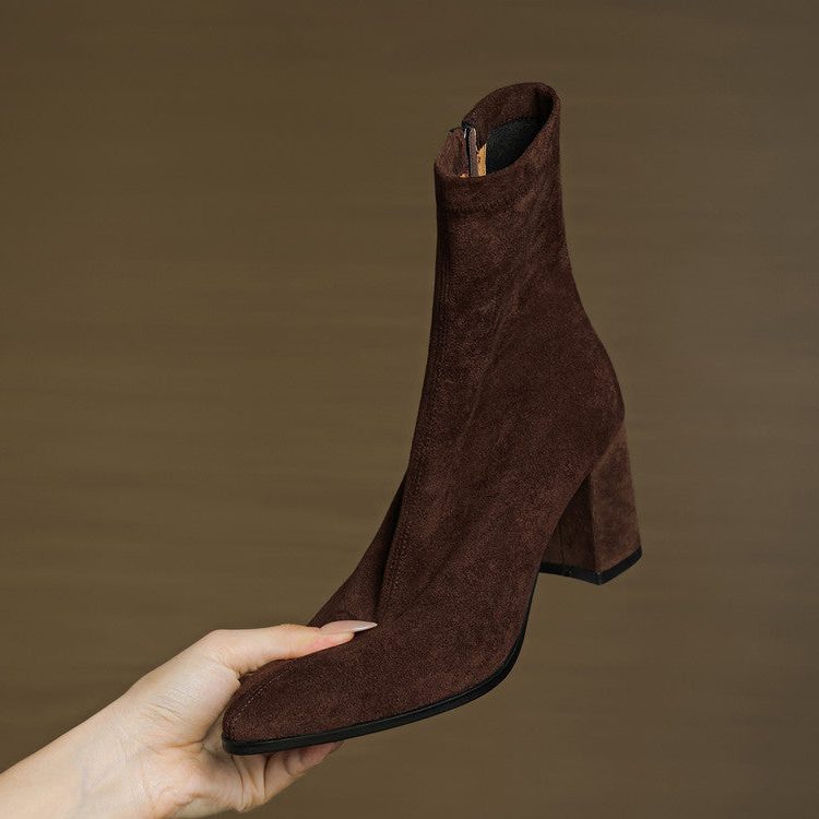 Amara | Women's Suede Ankle Boots with Block Heel