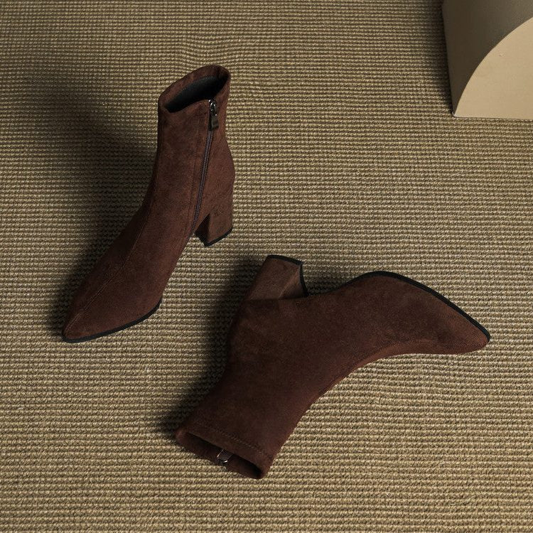 Amara | Women's Suede Ankle Boots with Block Heel