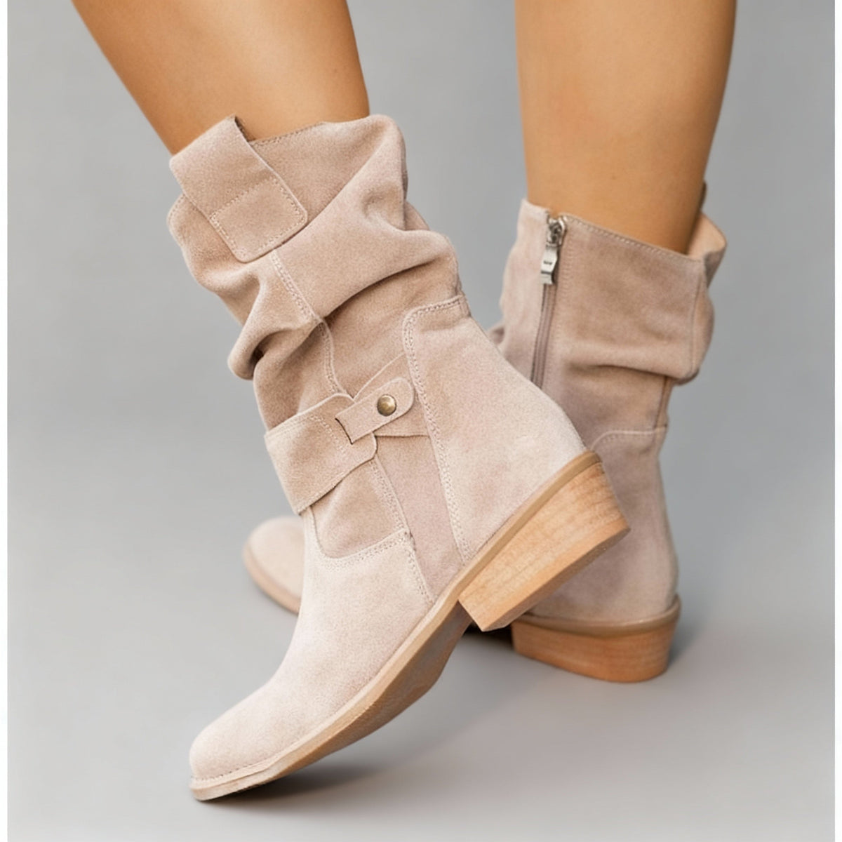 Ana - Women's Suede Slouch Ankle Boots
