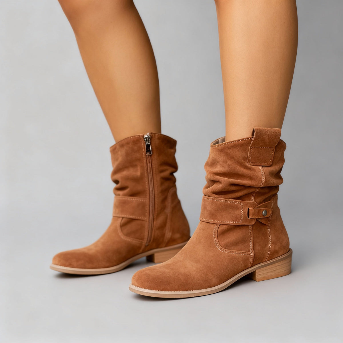 Ana - Women's Suede Slouch Ankle Boots