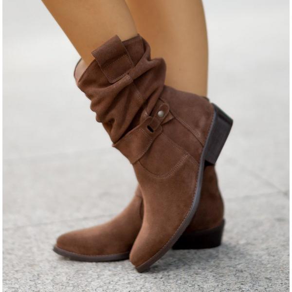 Ana - Women's Suede Slouch Ankle Boots