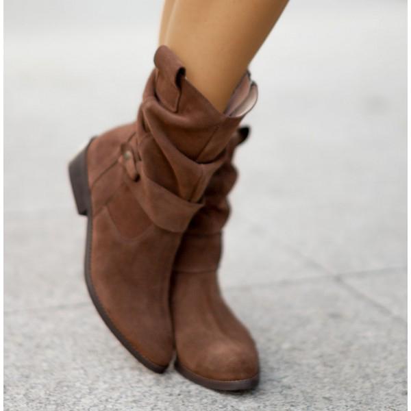 Ana - Women's Suede Slouch Ankle Boots