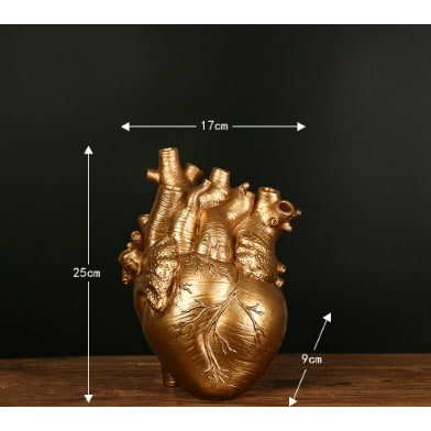 Anatomical Heart Shaped Flower Vase with Textured Vein Details and Bud Decoration Cut Glass