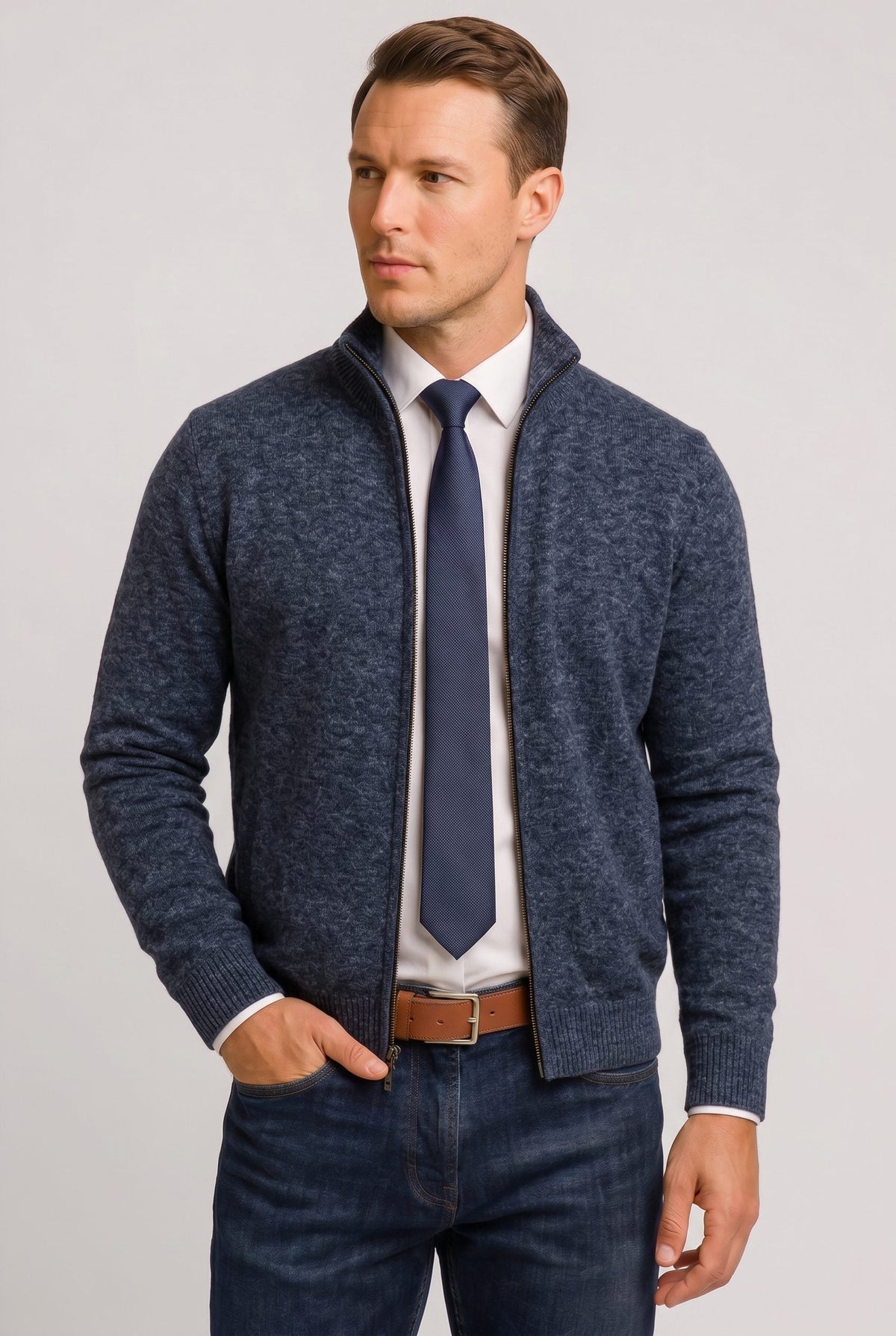 Andreas | Men's Ribbed Knit Zip-Up Cardigan
