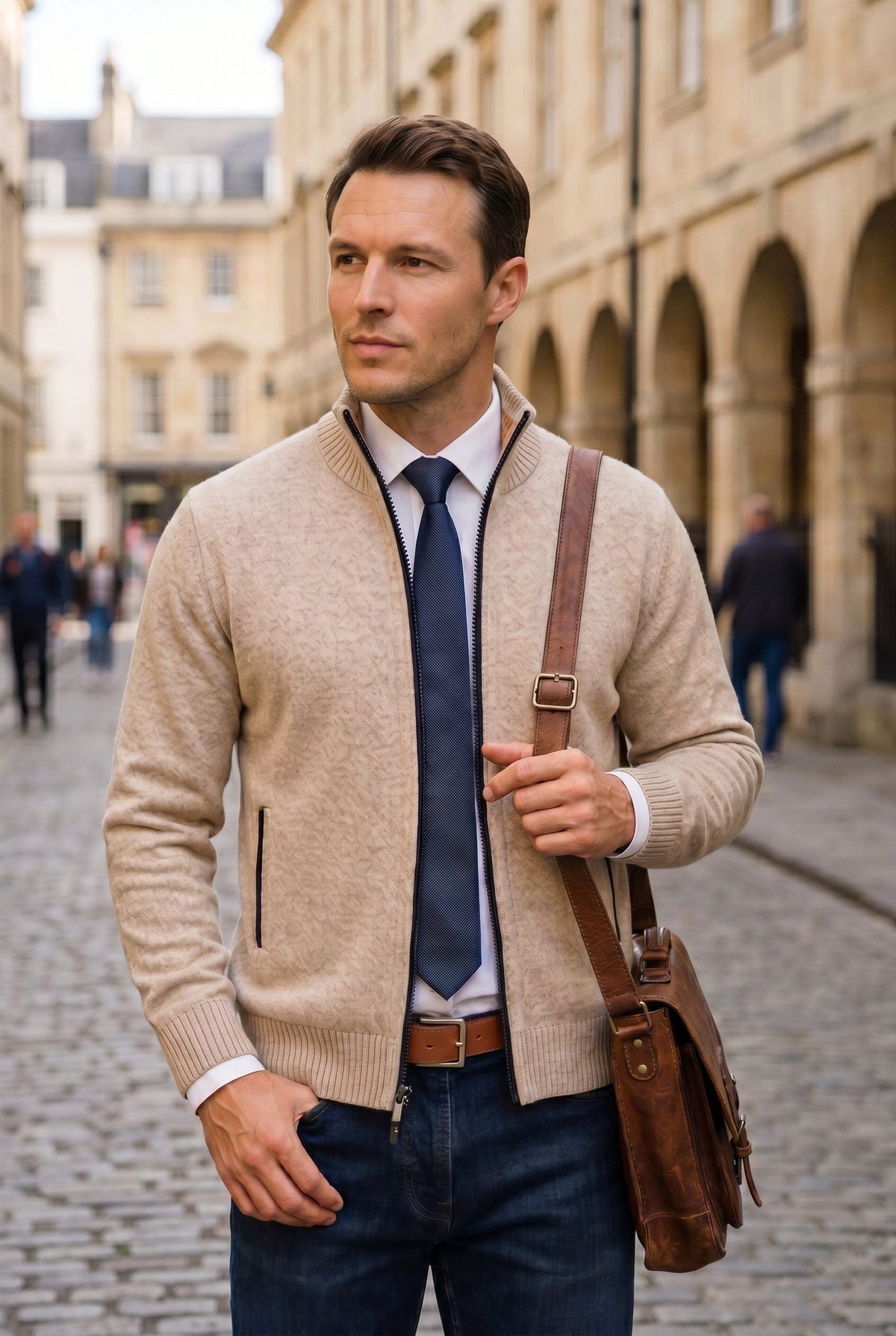 Andreas | Men's Ribbed Knit Zip-Up Cardigan