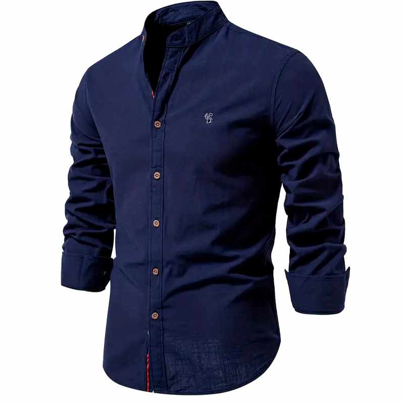 Andrew - Men's Mandarin Collar Slim Fit Smart-Casual Shirt