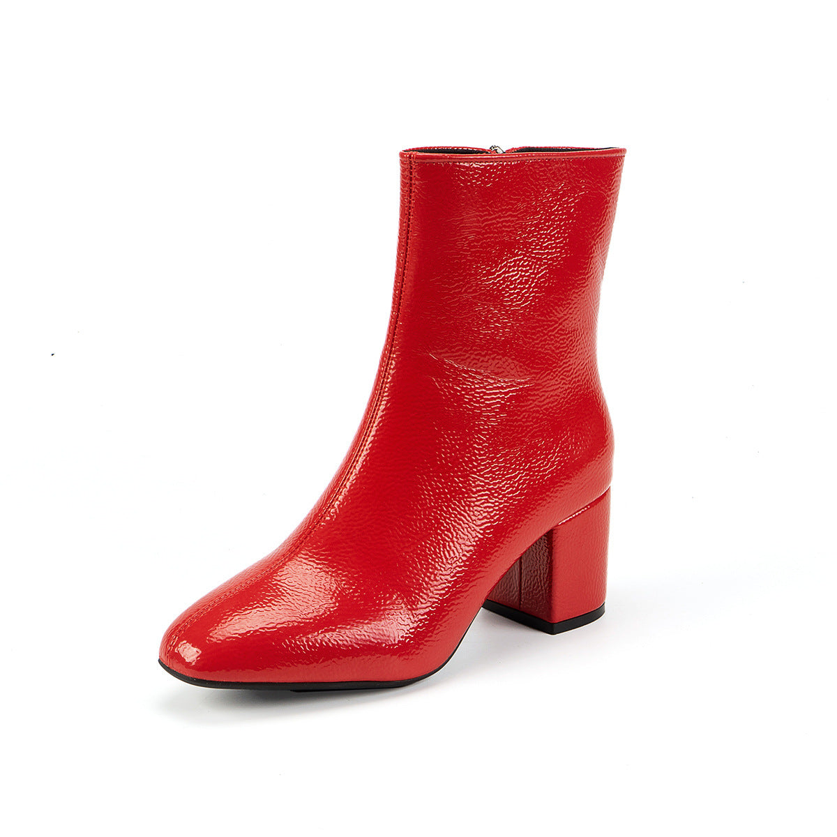 Anna - Women's Side-Zip Ankle Boots with Chunky Heel