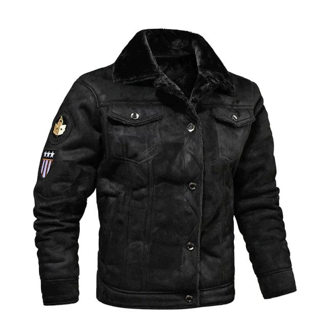 Anouar | Men's Leather Jacket with Faux Fur Collar