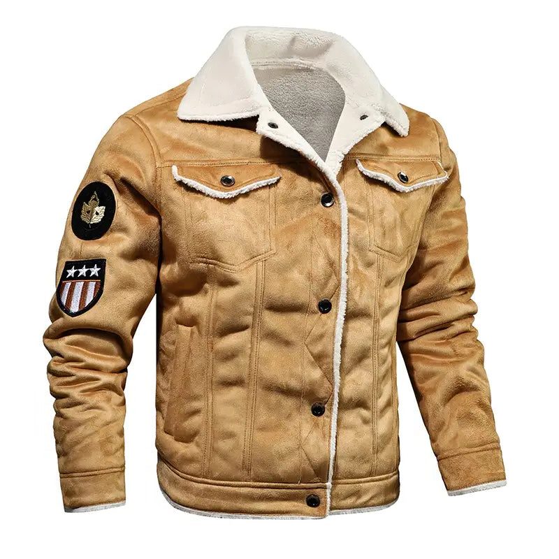 Anouar | Men's Leather Jacket with Faux Fur Collar