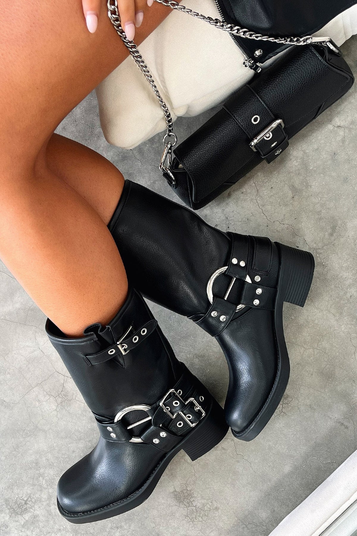 Elva | Block Heel Buckle Strap Ankle Boots