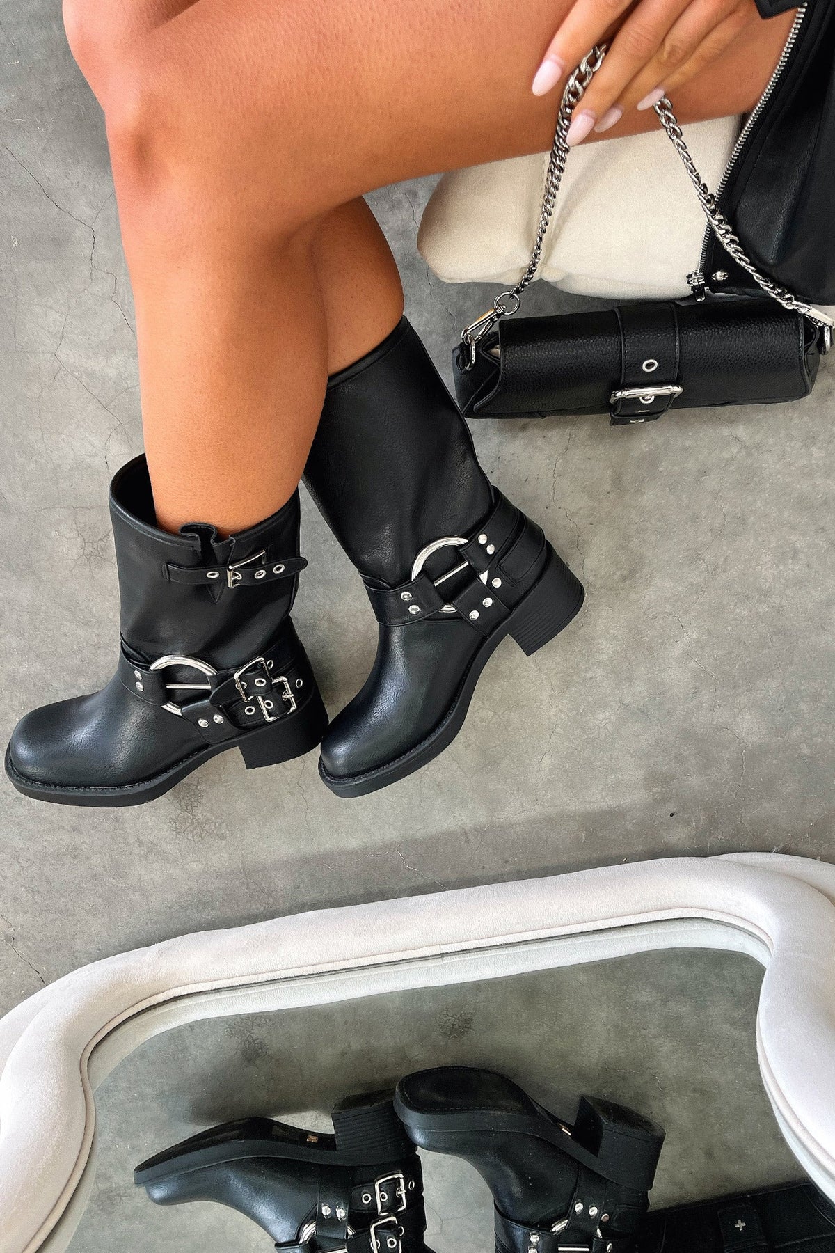 Elva | Block Heel Buckle Strap Ankle Boots