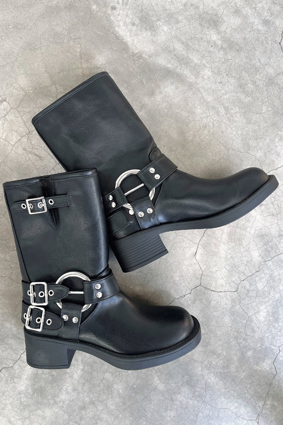 Elva | Block Heel Buckle Strap Ankle Boots