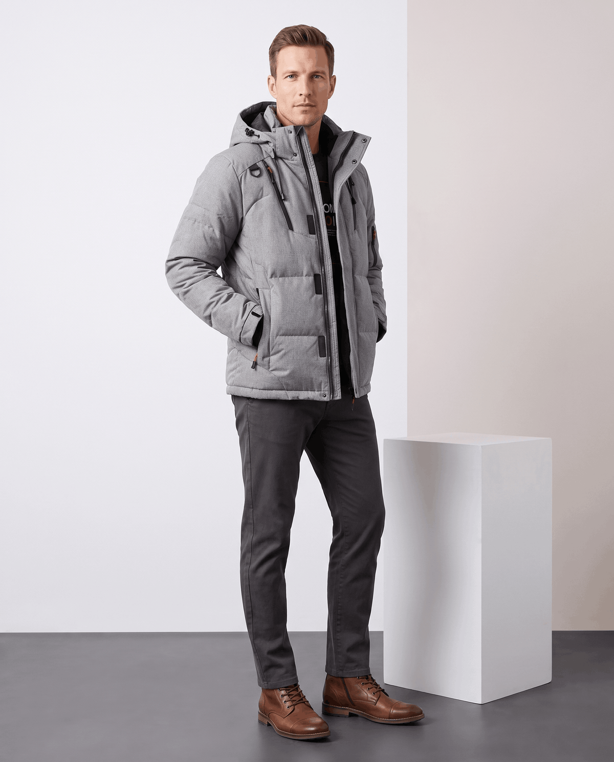Hooded Puffer Jacket – Padded Design & Multi-Pocket Utility | Paolo