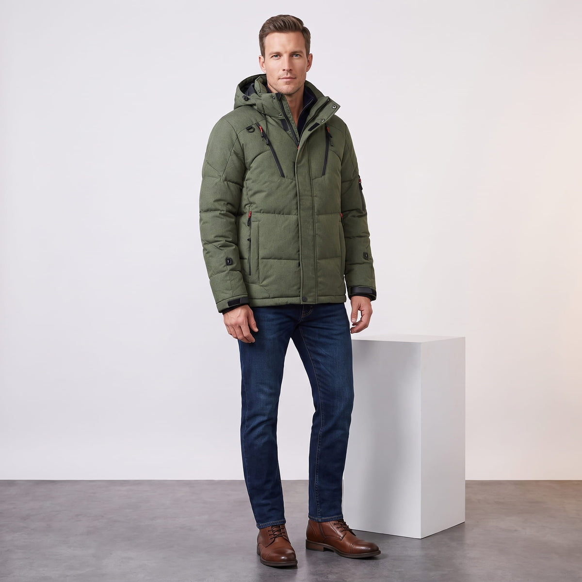 Hooded Puffer Jacket – Padded Design & Multi-Pocket Utility | Paolo