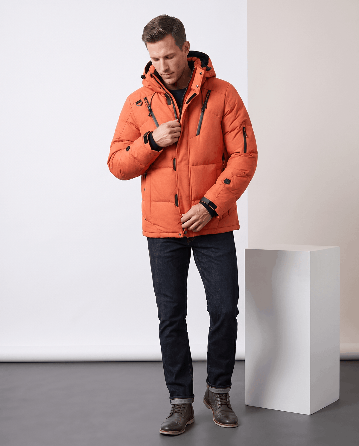 Hooded Puffer Jacket – Padded Design & Multi-Pocket Utility | Paolo