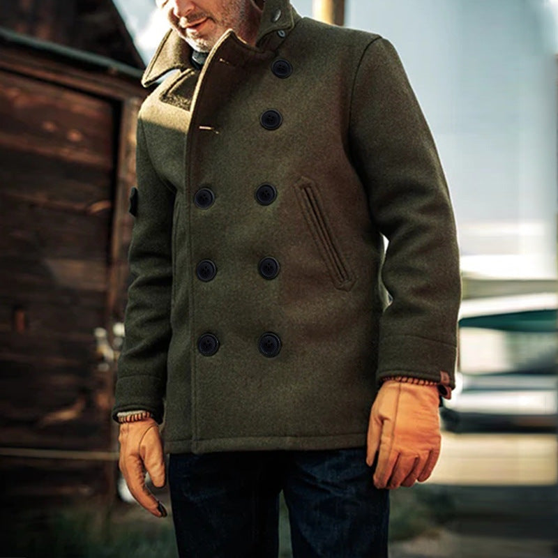 Kevin | Men's Wool Blend Peacoat Double Breasted High Collar