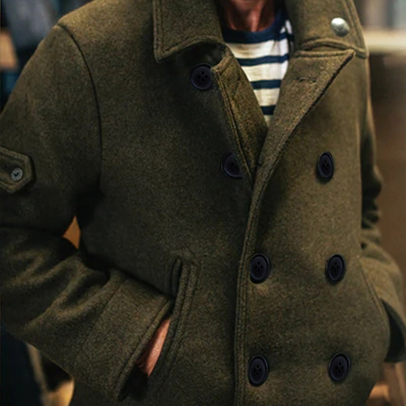 Kevin | Men's Wool Blend Peacoat Double Breasted High Collar