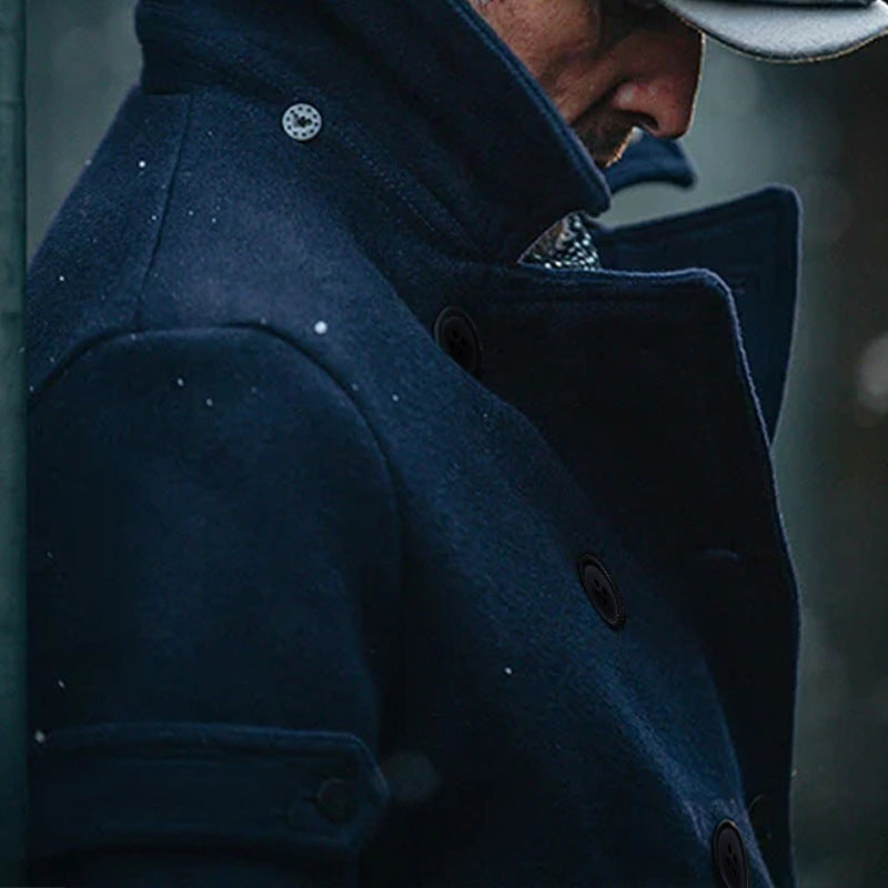 Kevin | Men's Wool Blend Peacoat Double Breasted High Collar