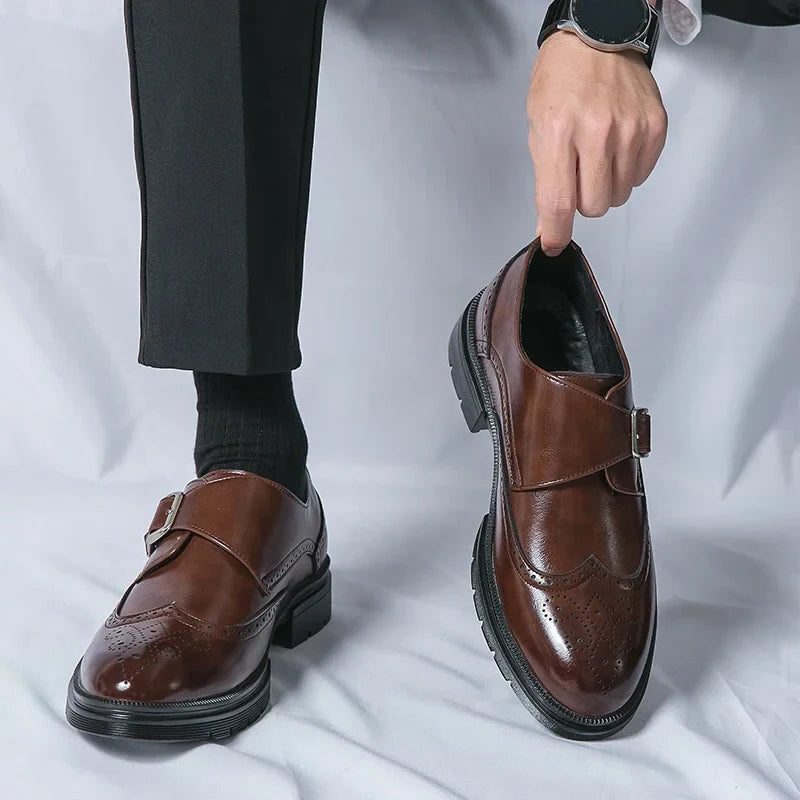 Arthur | Men's Leather Chunky Loafers with Buckle Strap