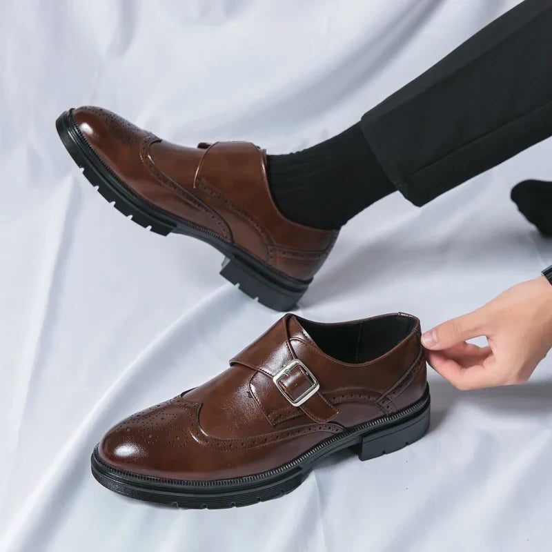 Arthur | Men's Leather Chunky Loafers with Buckle Strap