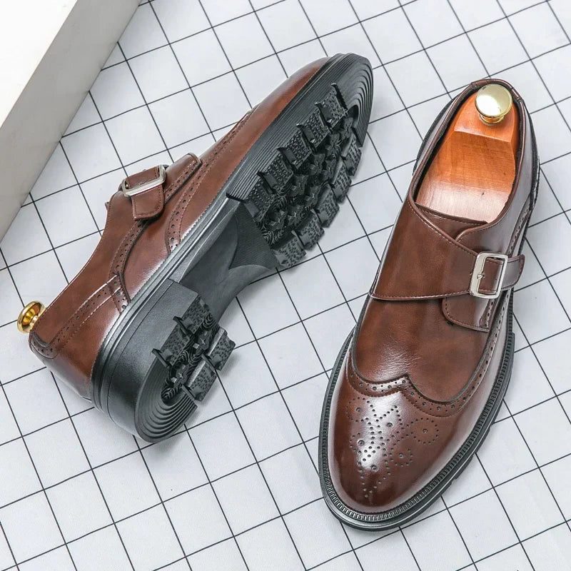 Arthur | Men's Leather Chunky Loafers with Buckle Strap