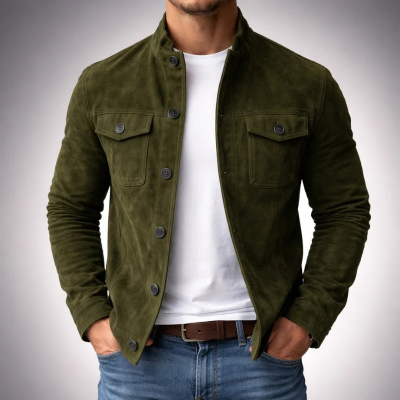 Troy | Men's Suede Jacket Stand Collar Pockets
