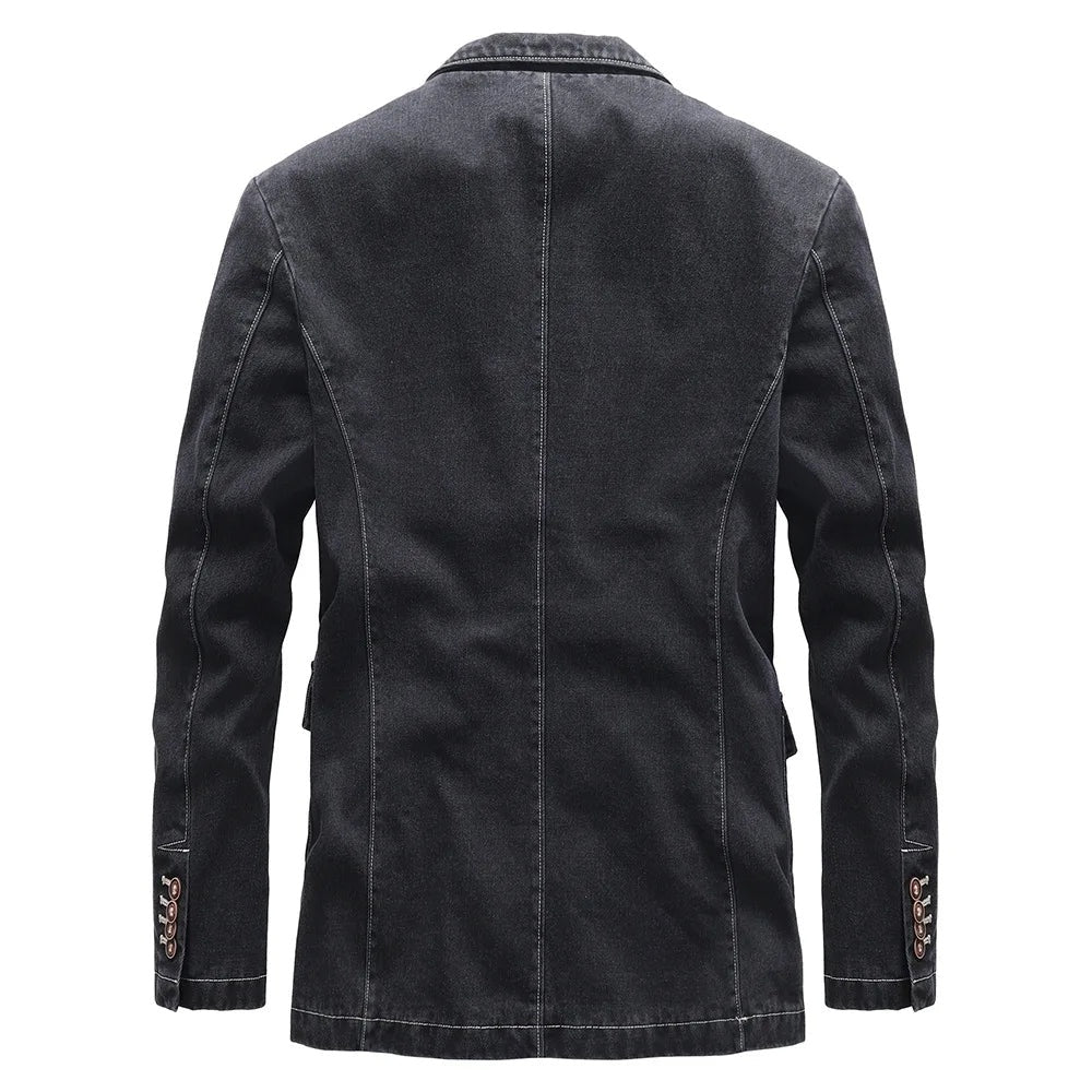 Reid | Men's Denim Jacket Blazer Style Lapel Collar